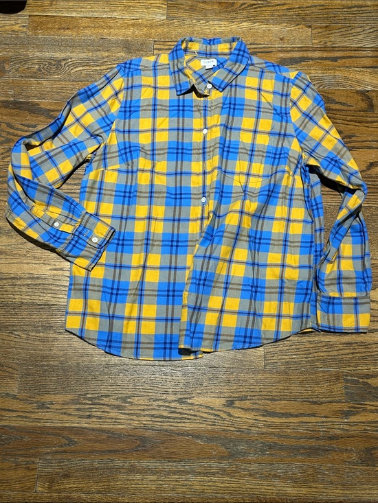 J. Crew Tops - J. Crew Blue and Yellow Plaid Button-Down Shirt